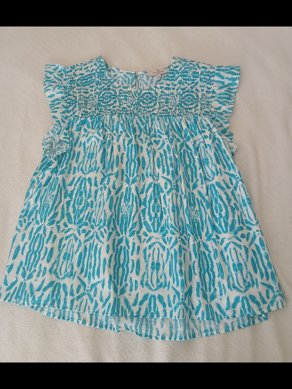 Casa Cabana Smocked Flutter-Sleeve Top